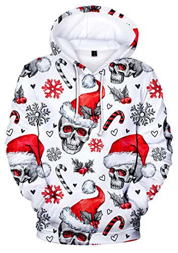 YIMIAO Herren 3D Druck Weihnachten Hoodie Damen Christmas Kapuzenpullover Langarm Sweatshirt Pullover Tops Lässiger Jumper Pulli Kapuzenpulli(L) von YIMIAO