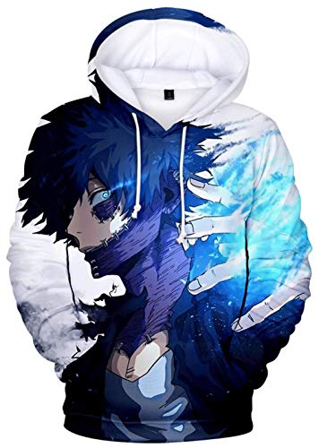 YIMIAO Herren Damen 3D Digitaldruck Printed Herren Jungen Freizeit My Hero Academia Anime Pullover Hoodie Unisex Kapuzenpullover(L) von YIMIAO