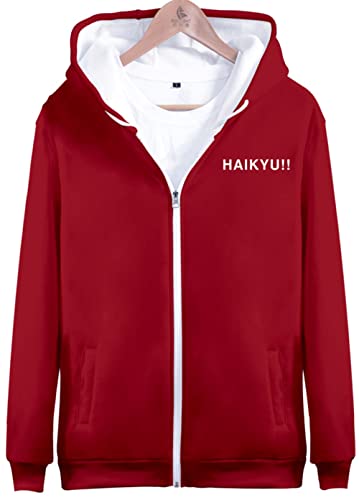 YIMIAO Herren Damen 3D Printed Zip Jacke Haikyuu Anime Jungen Pullover Reißverschluss Hoodie Unisex Karasuno High School Zipper Kapuzenpullover Sweatshirts(4XL) von YIMIAO