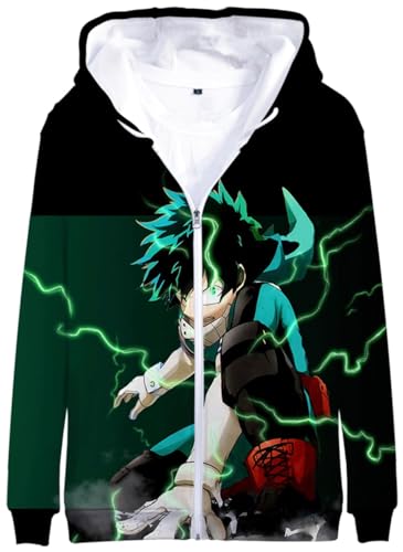 YIMIAO Herren Damen 3D Printed Zip Jacke My Hero Academia Anime Jungen Pullover Reißverschluss Hoodie Unisex Zipper Kapuzenpullover Sweatshirts(4XL) von YIMIAO