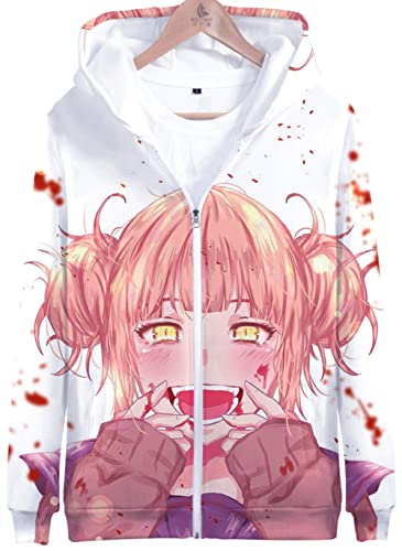 YIMIAO Herren Damen 3D Printed Zip Jacke My Hero Academia Anime Jungen Pullover Reißverschluss Hoodie Unisex Zipper Kapuzenpullover Sweatshirts(4XL) von YIMIAO