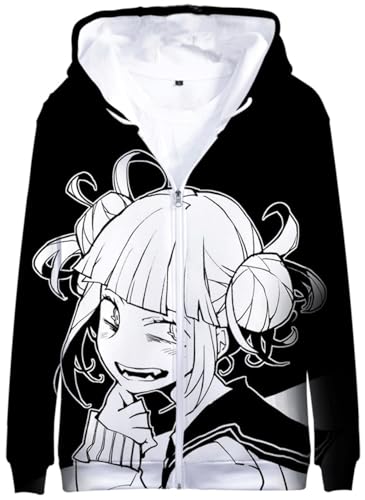 YIMIAO Herren Damen 3D Printed Zip Jacke My Hero Academia Anime Jungen Pullover Reißverschluss Hoodie Unisex Zipper Kapuzenpullover Sweatshirts(S) von YIMIAO