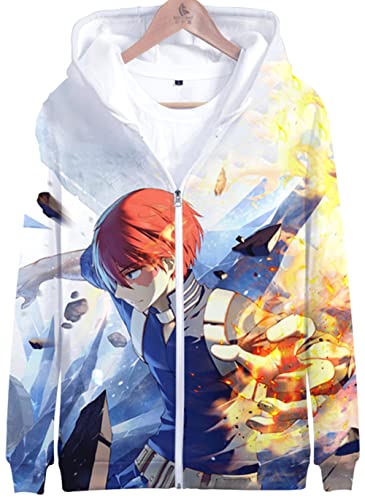 YIMIAO Herren Damen 3D Printed Zip Jacke My Hero Academia Anime Jungen Pullover Reißverschluss Hoodie Unisex Zipper Kapuzenpullover Sweatshirts(S) von YIMIAO