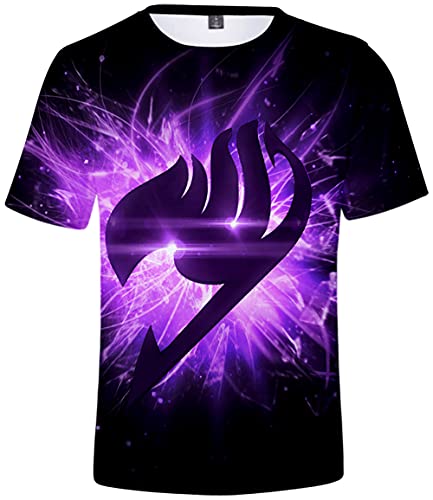 YIMIAO Herren Fairy Tail T-Shirt Unisex Tshirt 3D Drucken Lucy Natsu Cartoon Cosplay Anime Damen Kurzarm(M) von YIMIAO