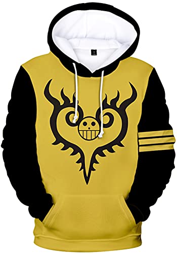 YIMIAO Herren Jungen One Piece Hoodie 3D Unisex Pullover Damen Kapuzenpullover Casual Japanese Anime Ace Luffy Sweatshirt(XL) von YIMIAO