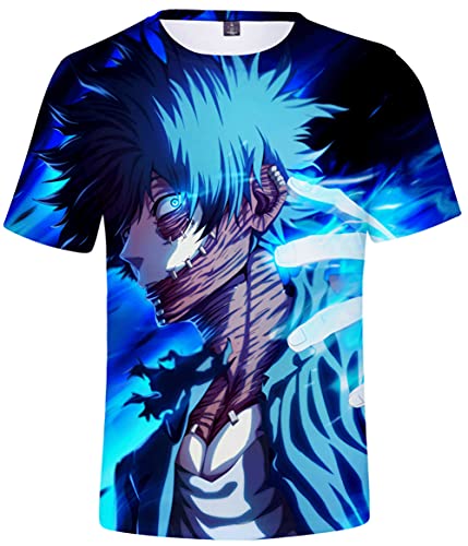 YIMIAO Herren Jungen Shirt Digitales Drucken Manga Anime T-Shirt Sommer Unisex My Hero Academia 3D Kurzarm(L) von YIMIAO