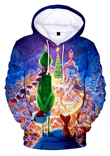 YIMIAO Herren und Damen Weihnachten Christmas Hoodies Lustige kreative 3D Pullover Sweatshirt für Jungen Mädchen(3XL) von YIMIAO