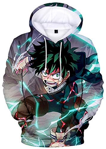 YIMIAO Jungen Mädchen Kapuzenpullover My Hero Academia Anime Hoodie Tasche Anime Fans Cartoons Langarm Cosplay Unisex Sweatshirts(M) von YIMIAO