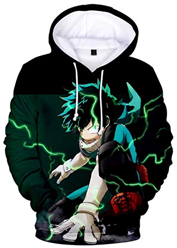 YIMIAO Jungen Mädchen Kapuzenpullover My Hero Academia Anime Hoodie Tasche Anime Fans Cartoons Langarm Cosplay Unisex Sweatshirts(S) von YIMIAO