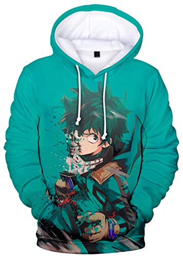 YIMIAO Jungen Mädchen Kapuzenpullover My Hero Academia Anime Hoodie Tasche Anime Fans Cartoons Langarm Cosplay Unisex Sweatshirts(XXS) von YIMIAO
