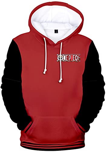 YIMIAO Jungen One Piece Hoodie 3D Unisex Pullover Cartoon Kapuzenpullover Casual Japanese Anime Ace Luffy Sweatshirt（100-160）(140) von YIMIAO