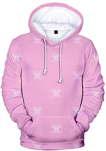 YIMIAO Jungen One Piece Pullover Unisex Hoodie 3D Drucken Cartoon Langarm Luffy Ace Anime Herren Pulli Outwear Kapuzenpullover(XXL) von YIMIAO