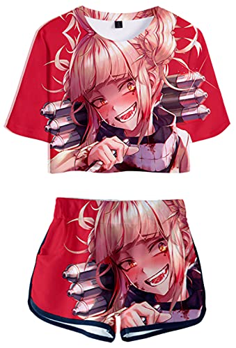 YIMIAO Mädchen Damen T-Shirt Shorts Casual Sport Short Set 3D printing Anime My Hero Academia Cosplay T Shirts und Shorts Outfits Sommer Kurzarmshorts(M) von YIMIAO