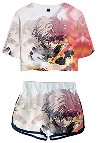 YIMIAO Mädchen Damen T-Shirt Shorts Casual Sport Short Set 3D printing Anime My Hero Academia Cosplay T Shirts und Shorts Outfits Sommer Kurzarmshorts(M) von YIMIAO