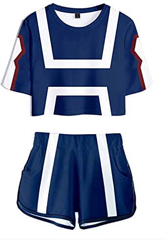 YIMIAO Mädchen Damen T-Shirt Shorts Casual Sport Short Set 3D printing Anime My Hero Academia Cosplay T Shirts und Shorts Outfits Sommer Kurzarmshorts(M) von YIMIAO