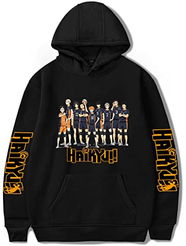 YIMIAO Mädchen Damen Up to Date Japanese Haikyuu Hoodie Casual Anime Volleyball Junior Sweatshirt Unisex Karasuno High School Kapuzenpullover Herren Pullover(L) von YIMIAO