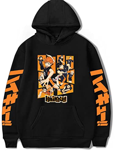 YIMIAO Mädchen Damen Up to Date Japanese Haikyuu Hoodie Casual Anime Volleyball Junior Sweatshirt Unisex Karasuno High School Kapuzenpullover Herren Pullover(S) von YIMIAO