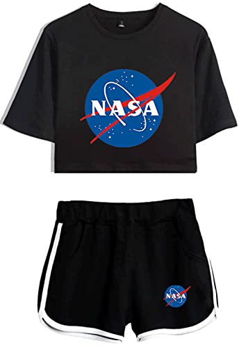 YIMIAO Mädchen NASA Space Shuttle T-Shirt shorts Damen Set Sport bequemes T Shirt und kurze Hose(L) von YIMIAO