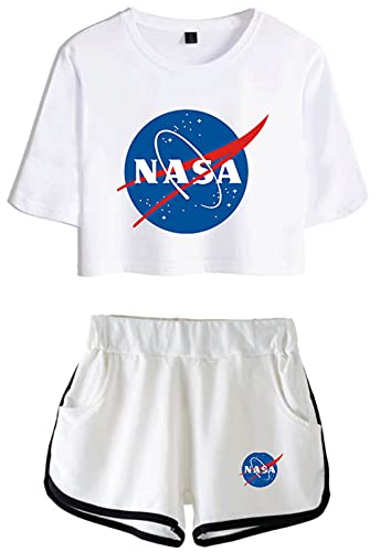 YIMIAO Mädchen NASA Space Shuttle T-Shirt shorts Damen Set Sport bequemes T Shirt und kurze Hose(S) von YIMIAO