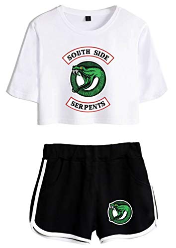YIMIAO Riverdale Southside Serpents Damen Mädchen Set Sport Anzug T-Shirt Shorts(S) von YIMIAO