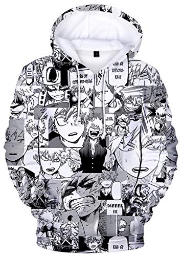 YIMIAO Unisex 3D Digitales Drucken My Hero Academia Anime Cartoons Kapuzenpullover Outwear Herren Hoodie Damen Pullover(M) von YIMIAO