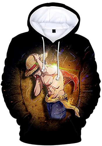 YIMIAO Unisex 3D Drucken One Piece Pullover Manga Anime Outwear Herren Jungen Hoodie Luffy Ace Kapuzenpullover(4XL) von YIMIAO