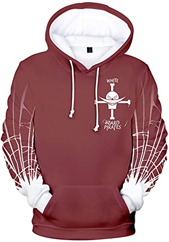 YIMIAO Unisex 3D Drucken One Piece Pullover Manga Anime Outwear Herren Jungen Hoodie Luffy Ace Kapuzenpullover(L) von YIMIAO