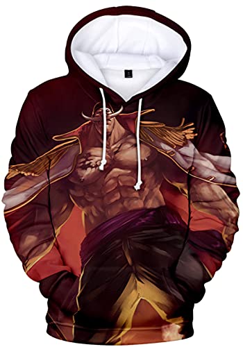 YIMIAO Unisex 3D Drucken One Piece Pullover Manga Anime Outwear Herren Jungen Hoodie Luffy Ace Kapuzenpullover(L) von YIMIAO