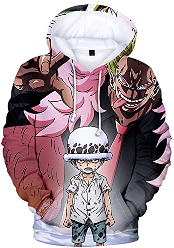 YIMIAO Unisex 3D Drucken One Piece Pullover Manga Anime Outwear Herren Jungen Hoodie Luffy Ace Kapuzenpullover(S) von YIMIAO