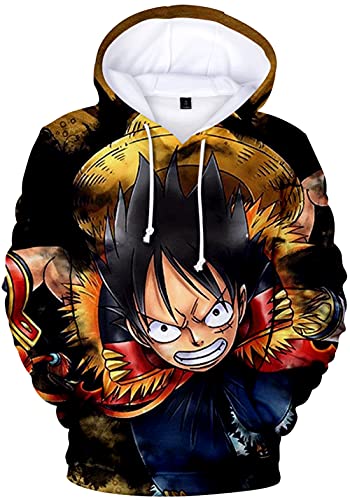 YIMIAO Unisex 3D Drucken One Piece Pullover Manga Anime Outwear Herren Jungen Hoodie Luffy Ace Kapuzenpullover(S) von YIMIAO