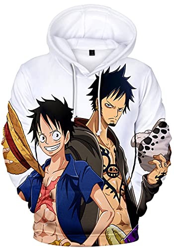 YIMIAO Unisex 3D Drucken One Piece Pullover Manga Anime Outwear Herren Jungen Hoodie Luffy Ace Kapuzenpullover(XL) von YIMIAO