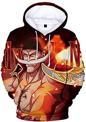 YIMIAO Unisex 3D Drucken One Piece Pullover Manga Anime Outwear Herren Jungen Hoodie Luffy Ace Kapuzenpullover(XL) von YIMIAO