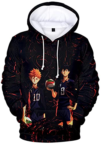 YIMIAO Unisex 3D Haikyuu Manga Anime Pullover Volleyball Junior Kapuzenpullover Outwear Herren Damen Karasuno High School Hoodie(3XL) von YIMIAO