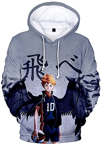 YIMIAO Unisex 3D Haikyuu Manga Anime Pullover Volleyball Junior Kapuzenpullover Outwear Herren Damen Karasuno High School Hoodie(L) von YIMIAO