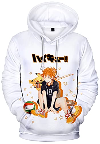 YIMIAO Unisex 3D Haikyuu Manga Anime Pullover Volleyball Junior Kapuzenpullover Outwear Herren Damen Karasuno High School Hoodie(L) von YIMIAO
