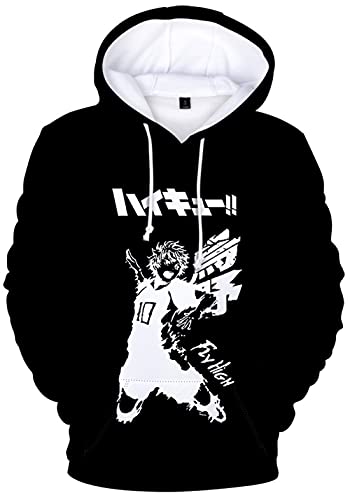 YIMIAO Unisex 3D Haikyuu Manga Anime Pullover Volleyball Junior Kapuzenpullover Outwear Herren Damen Karasuno High School Hoodie(L) von YIMIAO