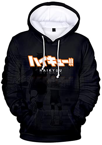 YIMIAO Unisex 3D Haikyuu Manga Anime Pullover Volleyball Junior Kapuzenpullover Outwear Herren Damen Karasuno High School Hoodie(L) von YIMIAO