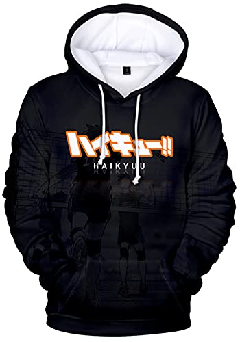 YIMIAO Unisex 3D Haikyuu Manga Anime Pullover Volleyball Junior Kapuzenpullover Outwear Herren Damen Karasuno High School Hoodie(M) von YIMIAO