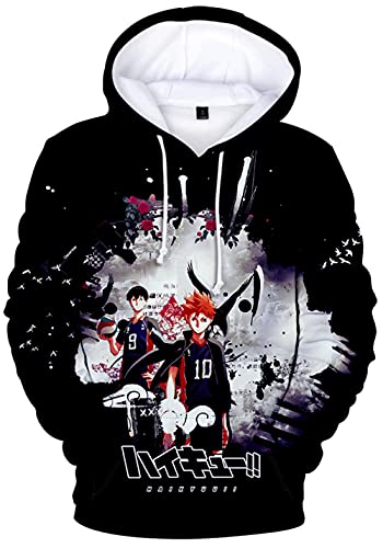 YIMIAO Unisex 3D Haikyuu Manga Anime Pullover Volleyball Junior Kapuzenpullover Outwear Herren Damen Karasuno High School Hoodie(S) von YIMIAO