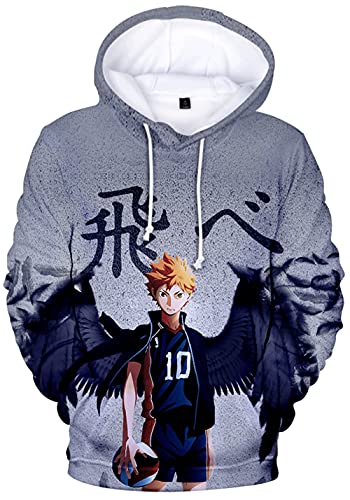 YIMIAO Unisex 3D Printed Haikyuu Manga Anime Karasuno High School Hoodie Volleyball Junior Kapuzenpullover Outwear Herren Damen Frau Teenager Pullover(L) von YIMIAO