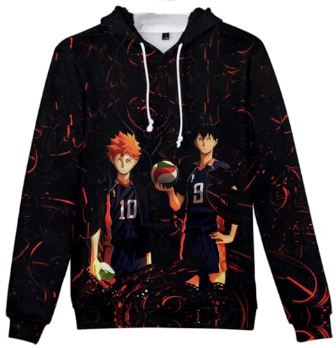 YIMIAO Unisex 3D Printed Haikyuu Manga Anime Karasuno High School Hoodie Volleyball Junior Kapuzenpullover Outwear Herren Damen Frau Teenager Pullover(M) von YIMIAO