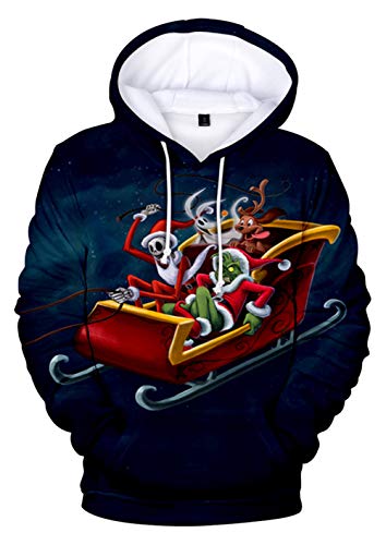 YIMIAO Unisex Christmas Frauen Weihnachten Hoodies Männer 3D Print Cosplay Kostüm Pullover Langarm Sweatshirt(3XL) von YIMIAO
