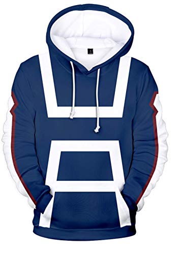 YIMIAO Unisex My Hero Academia Anime Hoodie Jacke Sweatshirt Cartoons Cosplay Kapuzenpullover Jungen Mädchen 3D Drucken Pullover(L) von YIMIAO