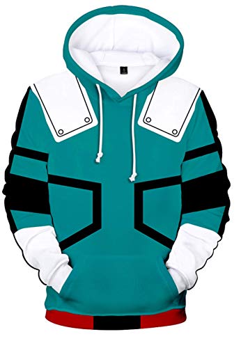 YIMIAO Unisex My Hero Academia Anime Hoodie Jacke Sweatshirt Cartoons Cosplay Kapuzenpullover Jungen Mädchen 3D Drucken Pullover(M) von YIMIAO