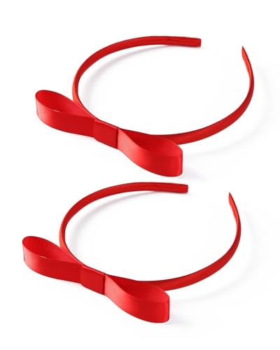 Rote Satin-Schleifen-Stirnbänder für Frauen und Mädchen, 2-teiliges Set, Haarschmuck Rote Satin-Schleifen-Stirnbänder für Frauen und Mädchen, 2-teiliges Set, Haarschmuck von YIMINBO
