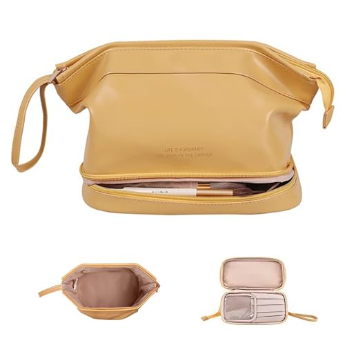 Reisekosmetiktaschen, Make Up Tasche, Kosmetiktasche, Kosmetiktasche Damen, Makeup Bag, Kulturbeutel Damen, Cosmetic Bag, Make Up Organizer Tasche, Geeignet für Reisen (Gelb) von YIMINI