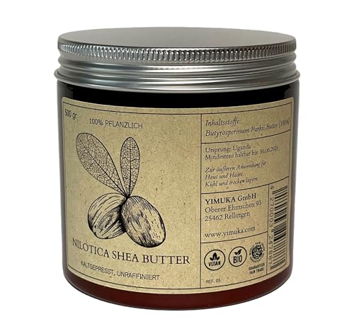 500g YIMUKA 100% Reine Nilotica Sheabutter: Perfekte Handcreme, Tattoo Creme & Lippenpflege, Sheabutter Bio für Kosmetik, Unraffiniert & Kaltgepresst, Vitamin E von YIMUKA