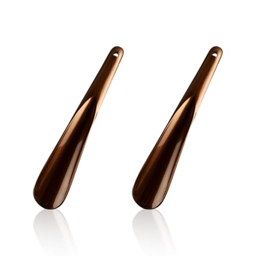YIMVUNZ 2 pcs Schuhlöffel mini Schuhanzieher plastik Schuhlöffel Mit Ergonomischer Form Sehr Stabile Ausführung für Reisen Mann Frauen Kinder Senioren Dunkelbraun 19.5 cm von YIMVUNZ