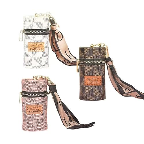 Vintage-Leder-Münzgeldbörse für Damen, mit Schlüsselanhänger, kleiner Reißverschluss, multifunktionale Münzbörse mit Schals, tragbare Aufbewahrungstasche für Kopfhörer, Schlüssel, Lippenstift von YINA AND BO