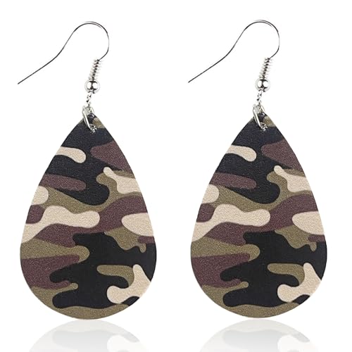 YINCUO Camouflage-Ohrringe für Damen, Leder, Camouflage, Armeegrün, baumelnd, Soldat, Schmuck, Outfit-Zubehör YINCUO Camouflage-Ohrringe für Damen, Leder, Camouflage, Armeegrün, baumelnd, Soldat, Schmuck, Outfit-Zubehör von YINCUO
